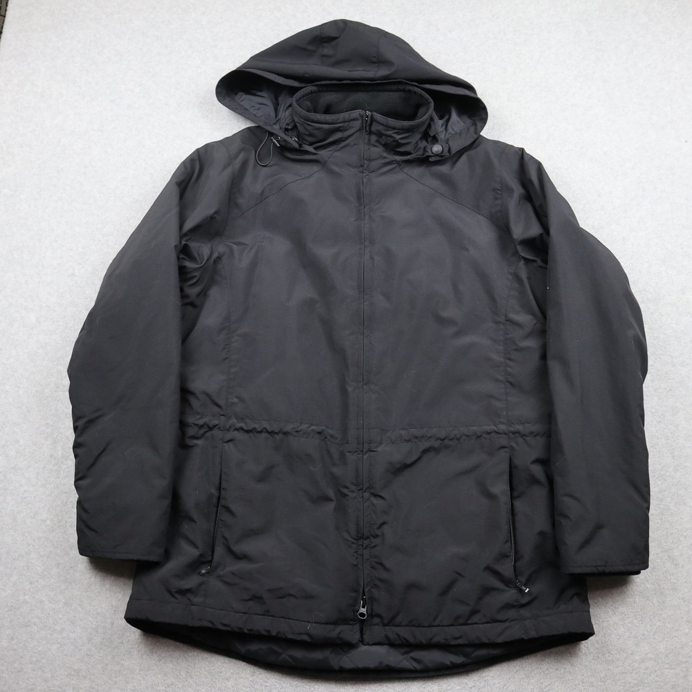 Eddie Bauer Parka Womens Large Insulated Hooded Black Full Zip Outdoor Coat